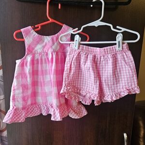 Pink Gingham Sleeveless Top and Shorts Set